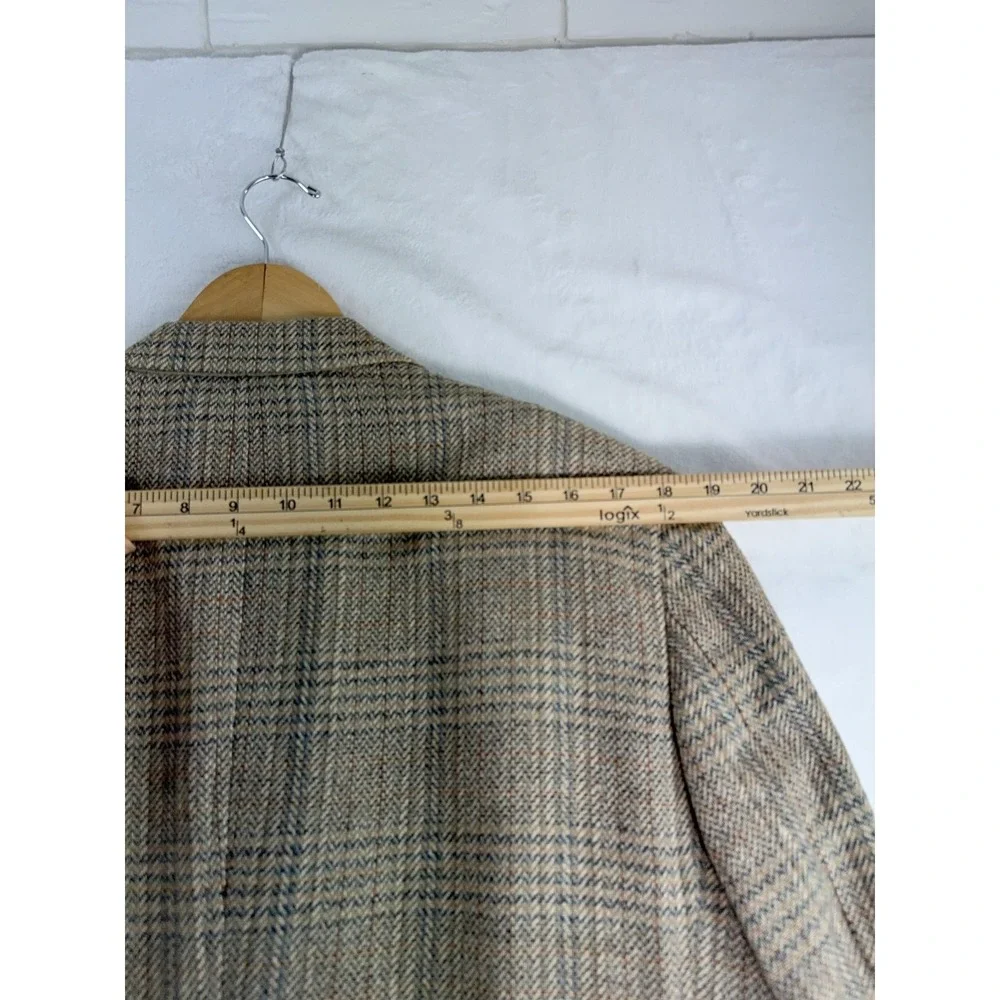 Vintage Chaps By Ralph Lauren Blazer Mens 40 Beige‎ Plaid Wool Tweed Sport Coat